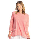 Jess & Jane Mineral Washed 100% Cotton Slub Patch Pockets Tunic Top Coral Medium