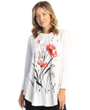 Jess & Jane Mineral Wash 100% Cotton Slub 3/4 Sleeve Tunic Top Poppy Song Large