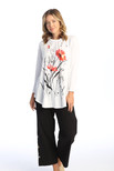 Jess & Jane Mineral Wash 100% Cotton Slub 3/4 Sleeve Tunic Top Poppy Song Large