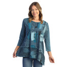 Jess & Jane Mineral Washed 100% Cotton Slub Asymmetric Tunic Sapphire Dreaming 1X