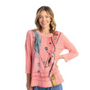 Jess & Jane Floral Print Layered Tunic Top Tango Coral Large