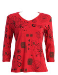 Jess & Jane Mia Cotton Tee Shirt Top 15-1627 Oatmeal RED 1X