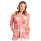 Jess & Jane Women's Coloring Mineral Washed Patch Pocket Cotton Tunic (Small, Magic Dots Coral)