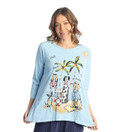 Jess & Jane Mineral Washed 100% Cotton Sub Patch Pockets Tunic Top Aloha Medium