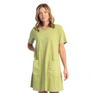 Jess & Jane 100% Cotton Slub Dress with Linen Pockets Cactus Large