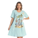 Jess & Jane Mineral Washed 100% Cotton Slub Dress With Linen Pockets Aloha Mint 1X