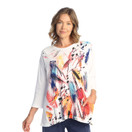 Jess & Jane 100% Cotton Slub Patch Pockets Tunic Top Kayla Abstract Large