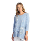 Jess & Jane Mineral Washed 100% Cotton Slub Asymmetric Tunic W Wavy Carmen Small