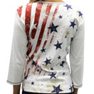 Jess & Jane Cotton Top 100% Cotton Baby Rib WHT Stars and Stripes Small