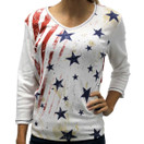 Jess & Jane Cotton Top 100% Cotton Baby Rib WHT Stars and Stripes Medium
