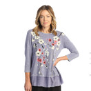 Jess & Jane Cotton Slub Tunic Top With Georgette Contrast Cantata Large