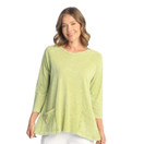 Jess & Jane Mineral Washed 100% Cotton Slub Patch Pockets Tunic Top Cactus Small