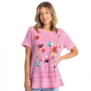 Jess & Jane Washed 100% Cotton Short-Sleeve Layered Tunic Joyful Small