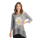 Jess & Jane Washed 100% Cotton Tunic w/ Wavy Contrast M54-1387 MID Chit Chat Small