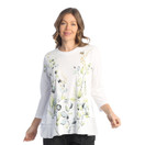 Jess & Jane Mineral Washed 100% Cotton Sub Layered Tunic Kelly White 2X