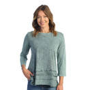 Jess & Jane Mineral Washed 100% Cotton Slub Layered Tunic Teal XL