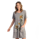 Jess & Jane 100% Cotton Slub Dress W/ Pockets Sun Date Midnight Small