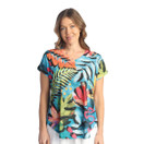 Jess & Jane V-Neck Dolman Cap-Sleeve Top 60-1842 Paradise 1X