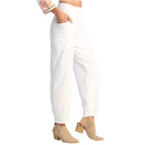 Jess & Jane Cotton Spandex Lantern Pants w/ Side Patch Pockets White 2X