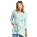 Jess & Jane Mineral Washed 100% Cotton Slub Patch Pocket Tunic Mint Large