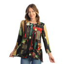 Jess & Jane French Brushed Knit Patch Pocket Tunic Cubes XL