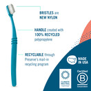 Preserve Eco Friendly Adult Toothbrushes, Made in The USA from Recycled Plastic, Soft Bristles, Colors Vary, 6 Count