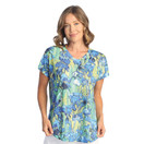 Jess & Jane Pop Art Dolman Cap Sleeve Top - 60-1512 | 1X, Irises