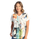 Jess & Jane Pop Art Dolman Cap Sleeve Top - 60-1512 | Small, Bianca