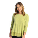 Jess & Jane Women's Playtime Mineral Washed Cotton Georgette Contrast Tunic Top | Small, Solid Cactus