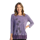 Jess & Jane Women's Playtime Mineral Washed Cotton Georgette Contrast Tunic Top (1X, Gone w/ the Wind Purple)