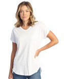 Jess & Jane V Neckline Short Sleeve Top - M91 | 3X, White