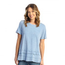 Jess & Jane Print Layered Short Sleeve Top | M82 (X-Large, Cornflower)
