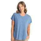 Jess & Jane V Neckline Short Sleeve Top M91 (1X, Marine Blue)