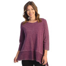 Jess & Jane Women's Free Fly Mineral Washed Cotton Wavy Contrast Asymmetric Tunic Top - Small, Plum
