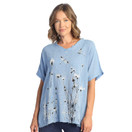 Jess & Jane Short-Sleeve Gauze Top with Accents Together Cornflower Blue Medium