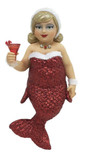 December Diamonds Miss Jolly Mermaid with Cocktail Christmas Ornament 5555055