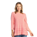Jess & Jane Floral Print Layered Tunic Top - 1X, Coral