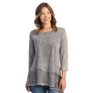 Jess & Jane Women's Free Fly Mineral Washed Cotton Wavy Contrast Asymmetric Tunic Top - Medium, Midnight