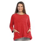 Jess & Jane Women's Coloring Mineral Washed Patch Pocket Cotton Tunic - 2X, Scarlet