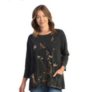 Jess & Jane Women's Coloring Mineral Washed Patch Pocket Cotton Tunic (Large, Together Black)