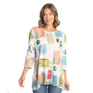 Jess & Jane Women's Sonata Tunic Top with Chiffon Hem - 1X, Calico
