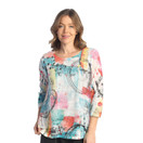 Jess & Jane Women's Windmill Boucle Mesh Tunic Top w/ Burn-Out Lining (X-Large, Miami)
