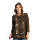 Jess & Jane Floral Print Layered Tunic Top 3X, Madrona Chocolate