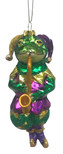 December Diamonds Jester Frog with Saxophone Glass Christmas Ornament 7980446