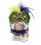 December Diamonds Glass Ornament - Bulldog, Mardi Gras Theme