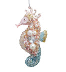 December Diamonds Glass Ornament - Jeweled Pastel Seahorse 5"