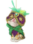 December Diamonds Glass Ornament - Tabby Cat in Mardi Gras Mask