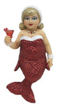 December Diamonds Miss Jolly Mermaid with Cocktail Christmas Ornament, 5555055