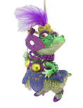 December Diamonds Glass Ornament - Mrs. Crocodile with Mask, Mardi Gras Theme