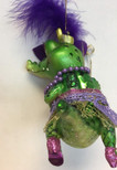 December Diamonds Glass Ornament - Mrs. Crocodile with Mask, Mardi Gras Theme